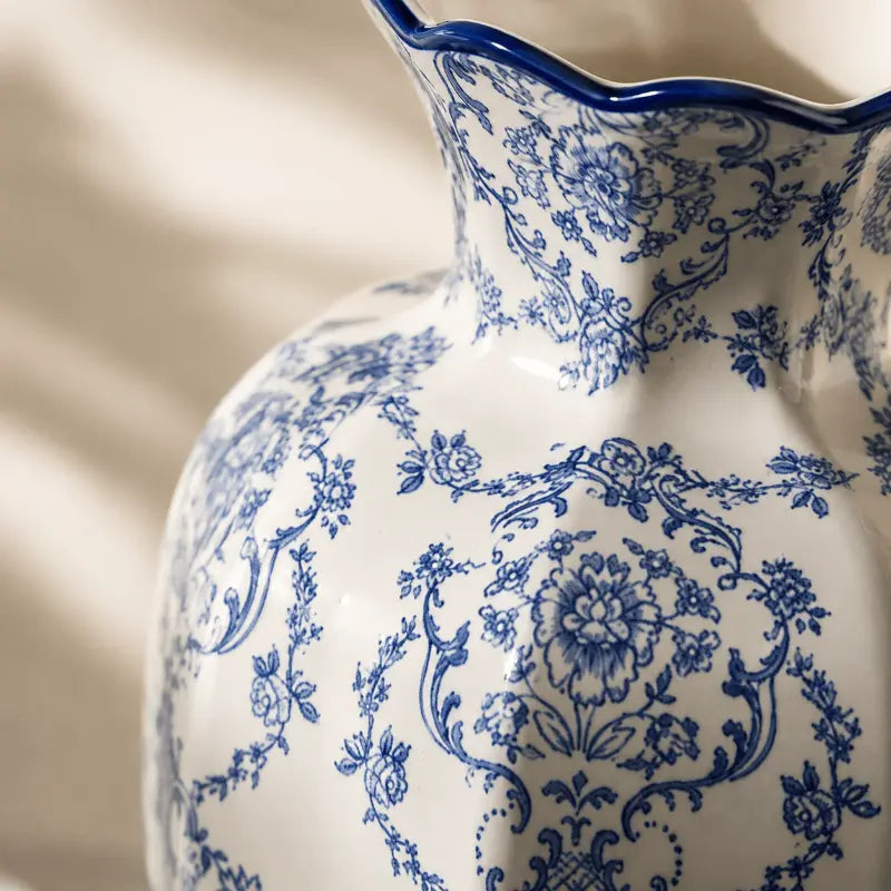 Vintage blue and white ceramic vase set for elegant home décor