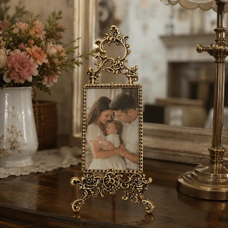 Vintage decorative metal photo frame stand for elegant home décor