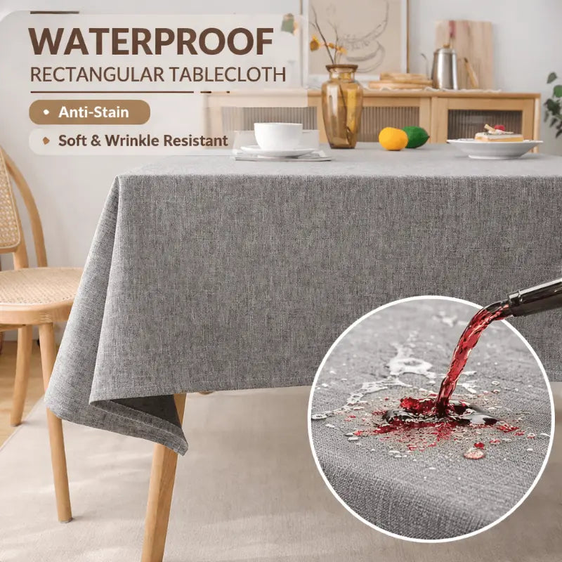 Waterproof rectangular tablecloth for dining table and outdoor use