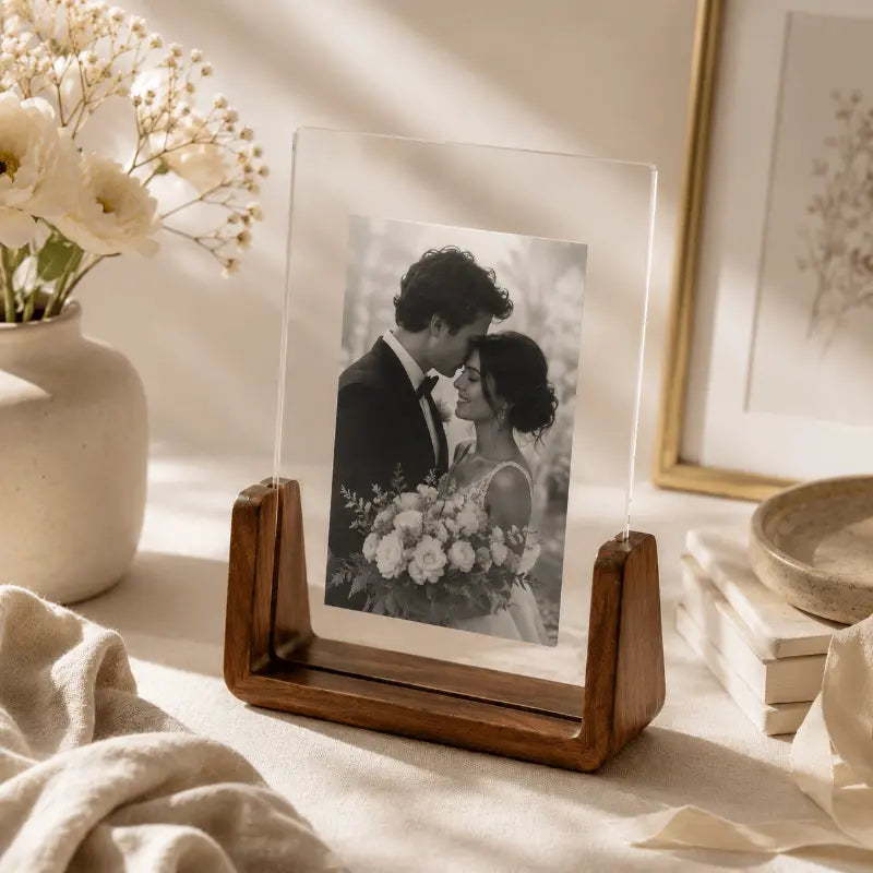 Wood acrylic photo frame for modern home and desk décor