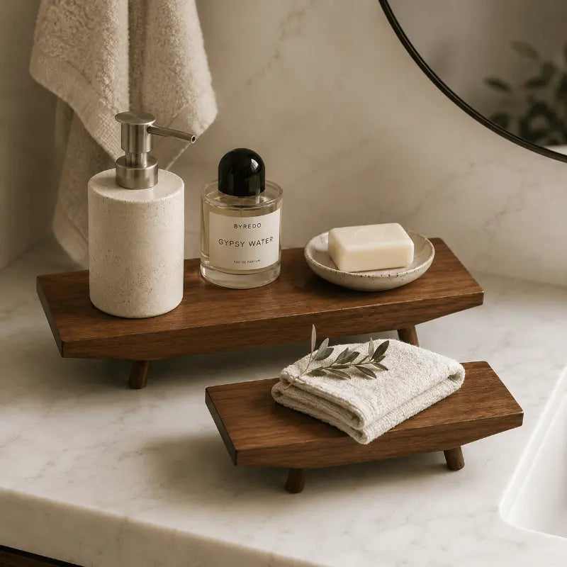 Wooden display riser set for decorative table and shelf styling