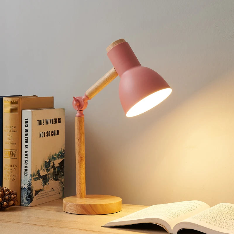 Decorative wooden table lamp for bedside and living room lighting