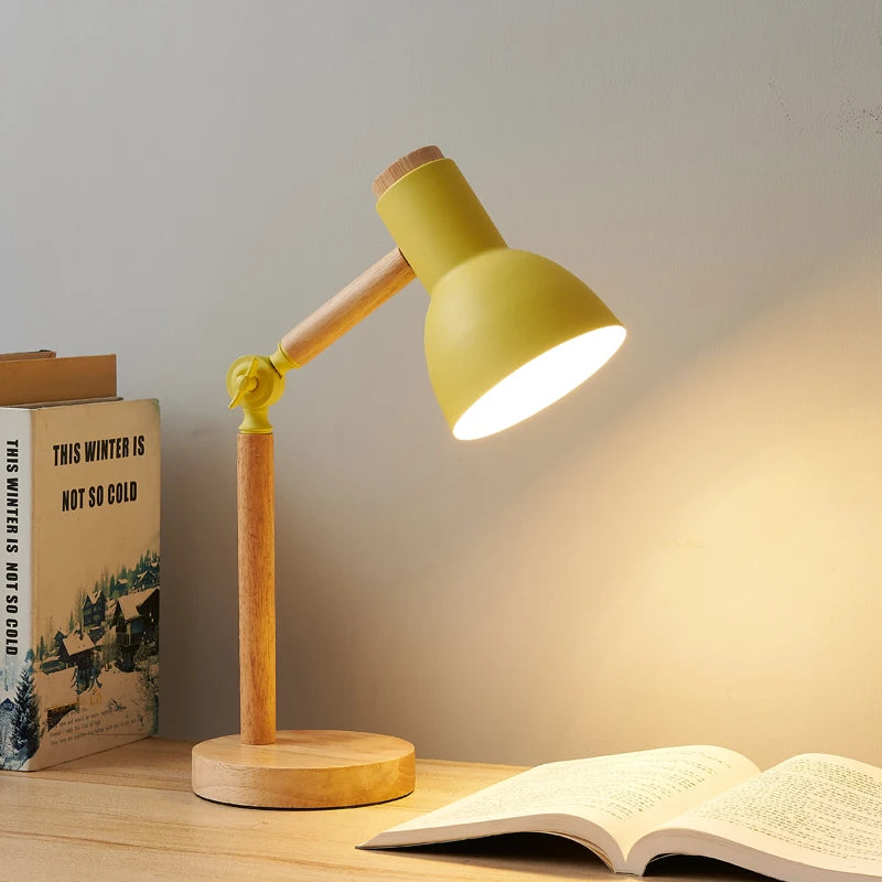 Decorative wooden table lamp for bedside and living room lighting